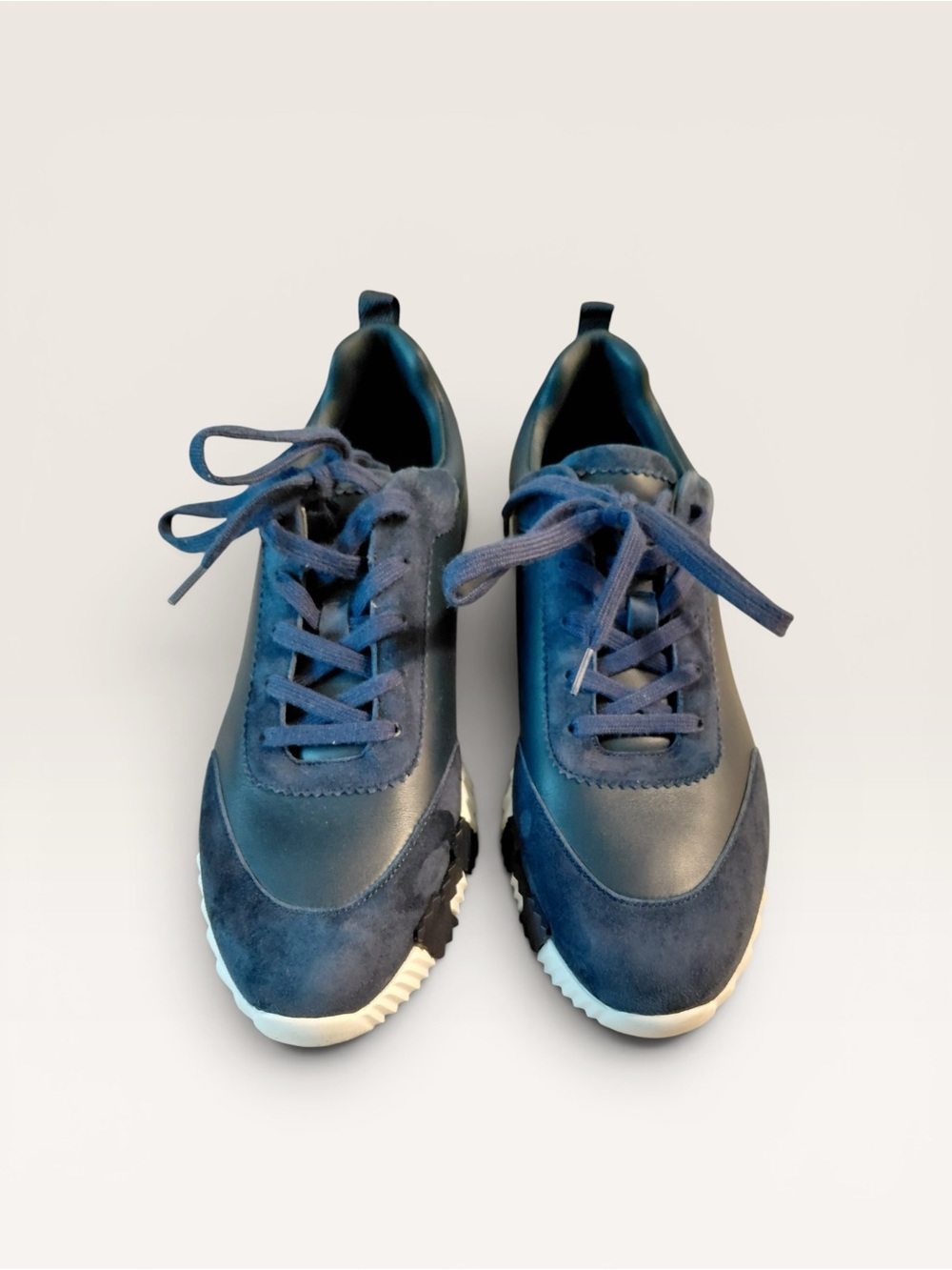Hermes Men's Navy Suede & Leather Sneakers